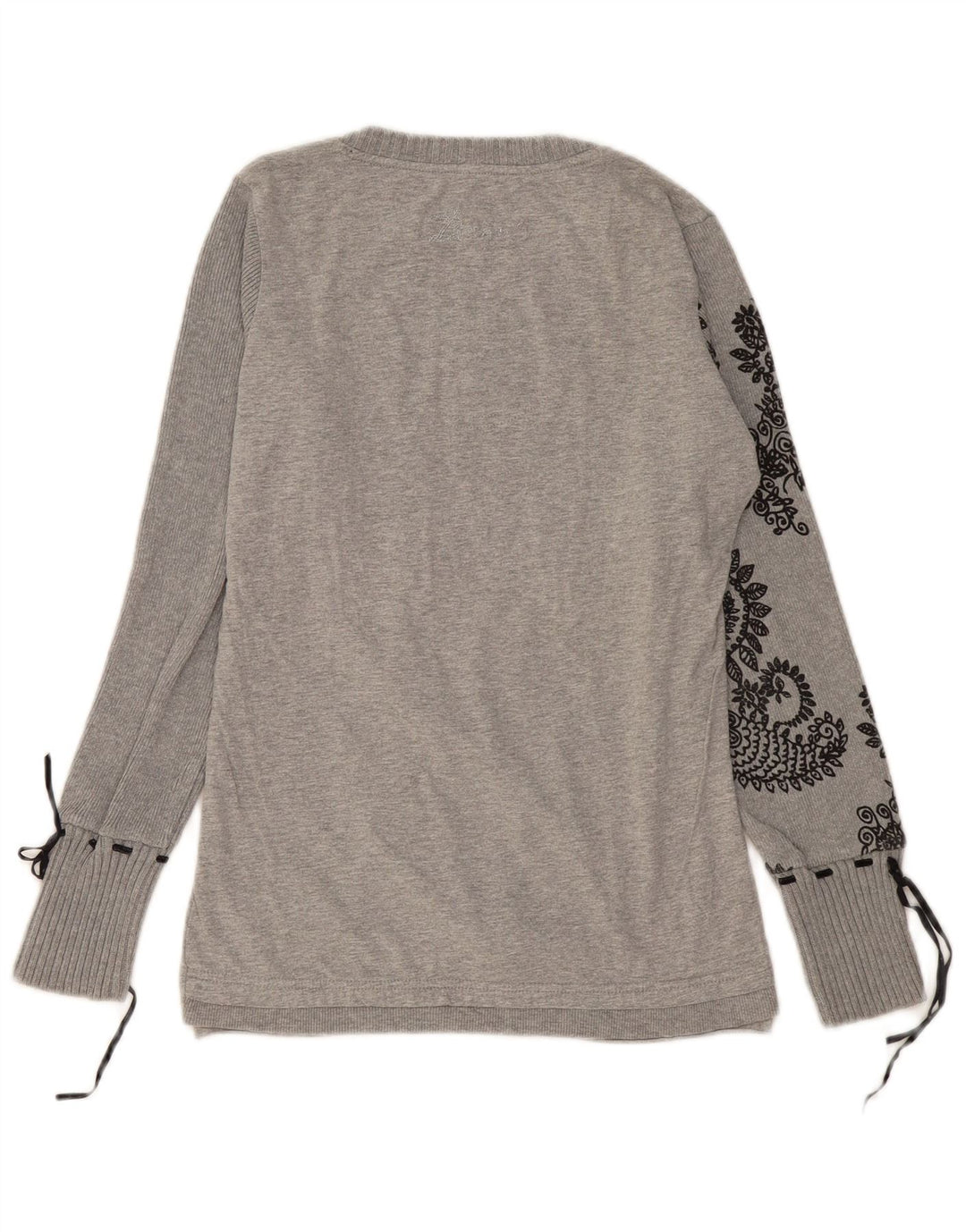 DESIGUAL Haut graphique à manches longues pour femme UK 12 Gris moyen Paisley Heart