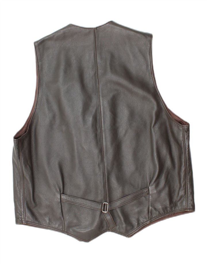 VINTAGE Gilet en cuir homme UK 38 Gris moyen