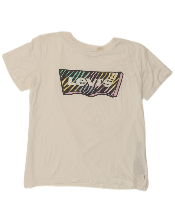 Levi's T-Shirt Graphique Femme UK 14 Coton Blanc Moyen
