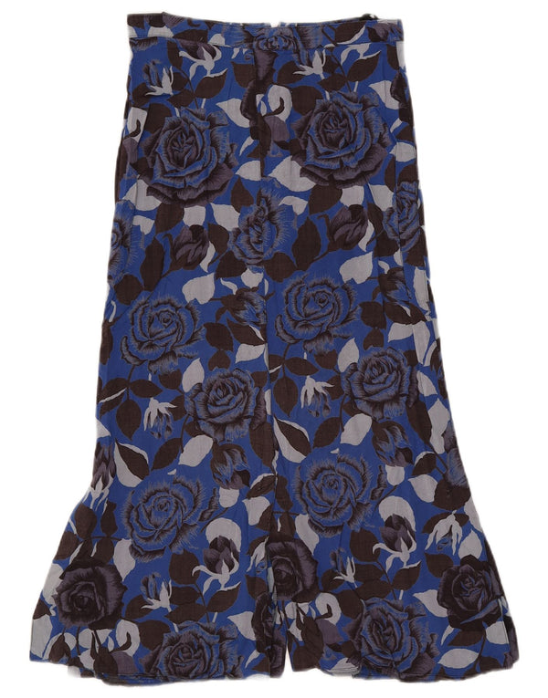 vintage Femme Midi Jupe UK 10 Petit W26 Bleu Floral
