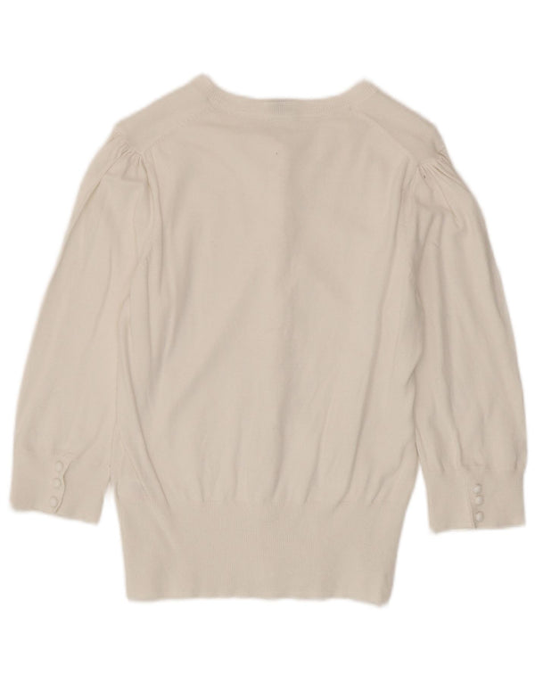 Oasis Cardigan à manches 3/4 pour femme en coton blanc moyen UK 12