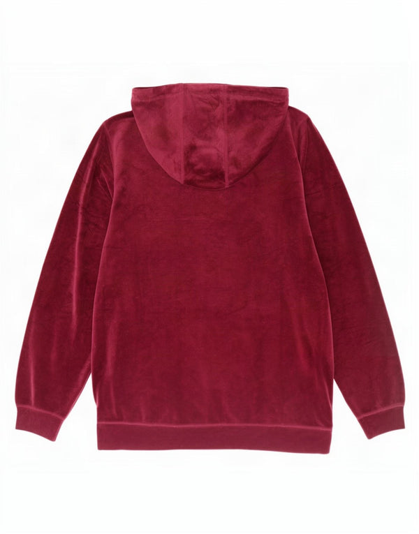 Dkny Pull à capuche en velours graphique pour femme UK 16 Large Bordeaux Polyester