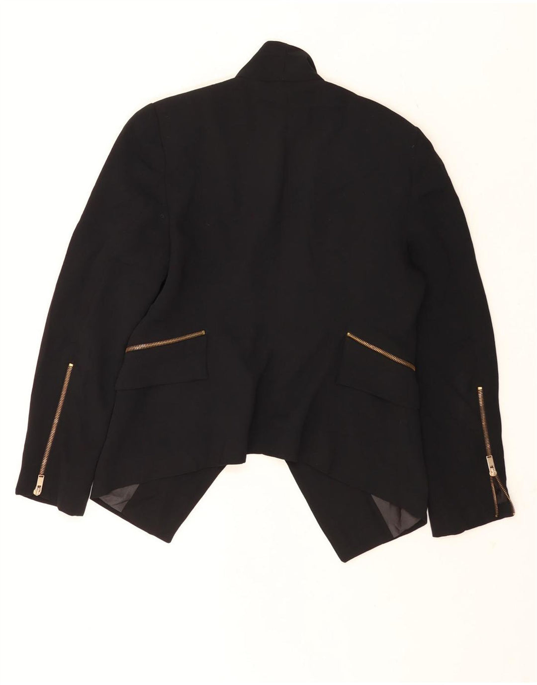Zara Veste blazer ouverte asymétrique pour femme UK 16 Large Noir Polyester