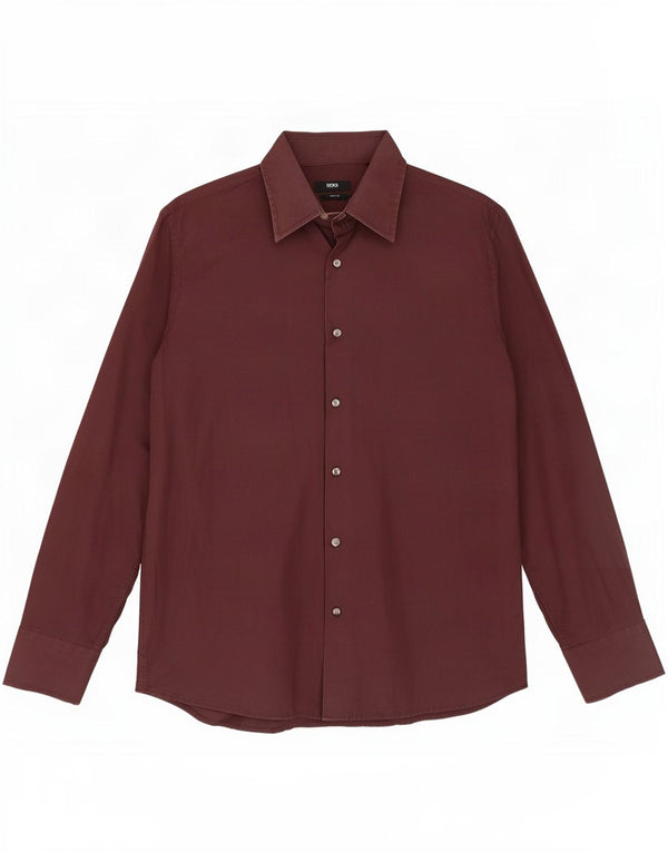 Hugo Boss Chemise Homme Taille 42 16 1/2 Grand Coton Bordeaux Classique