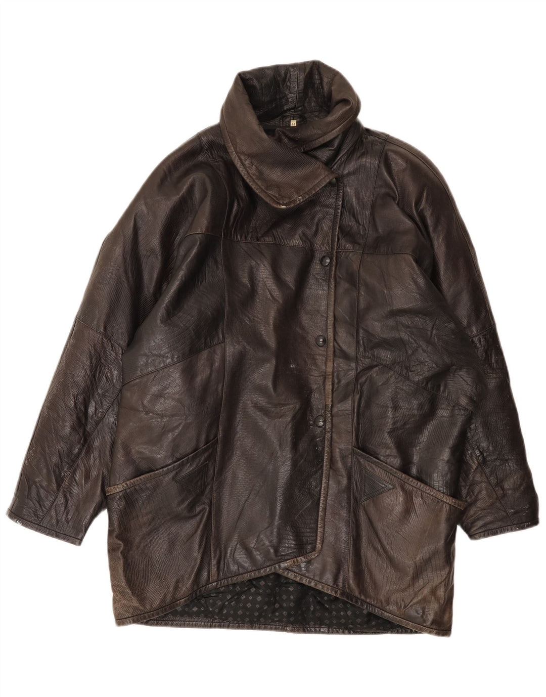 Veste en cuir surdimensionnée femme vintage EU 44 XL Cuir Marron