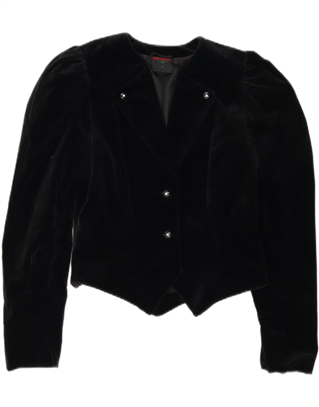 ALTENBEURER Womens Crop 2 Button Blazer Jacket EU 38 Medium Black Cotton Vintage Altenbeurer and Second-Hand Altenbeurer from Messina Hembry 