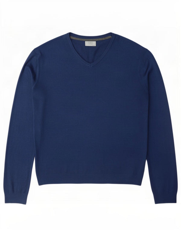 Marks & Spencer Pull coupe classique à col en V pour homme XL Bleu marine Acrylique