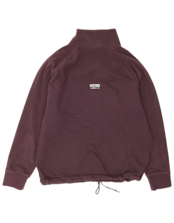 Adidas Sweat-shirt surdimensionné à col zippé pour femme UK 12 Bordeaux moyen