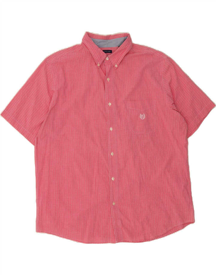 CHAPS Mens Easy Care Short Sleeve Shirt 2XL Pink Check Cotton Vintage Chaps and Second-Hand Chaps from Messina Hembry 