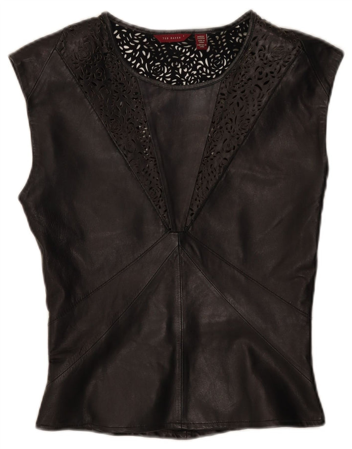 Ted Baker Chemisier en cuir pour femme Taille 1 XS Noir