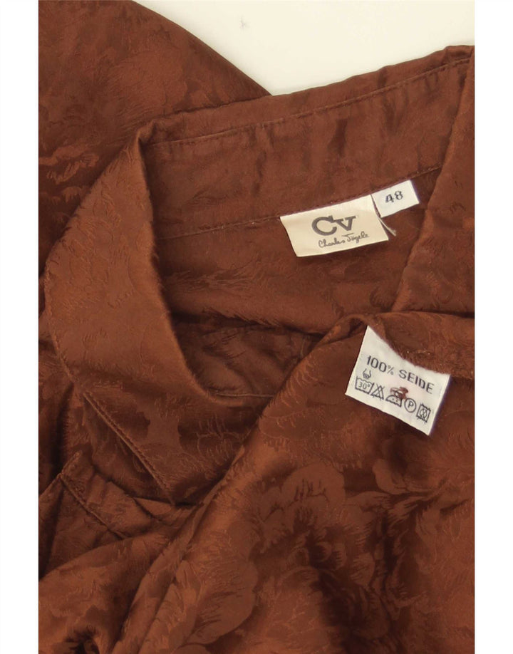 Chemisier chemise femme vintage IT 48 XL Soie Marron