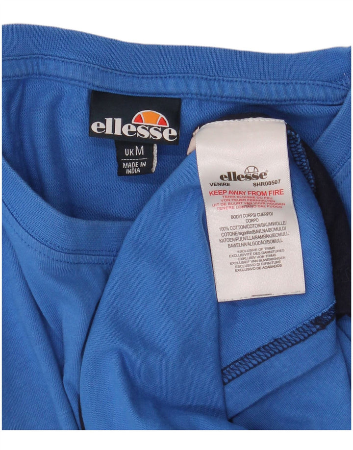 Ellesse Homme T-Shirt Top Bleu Marine Colorblock Coton