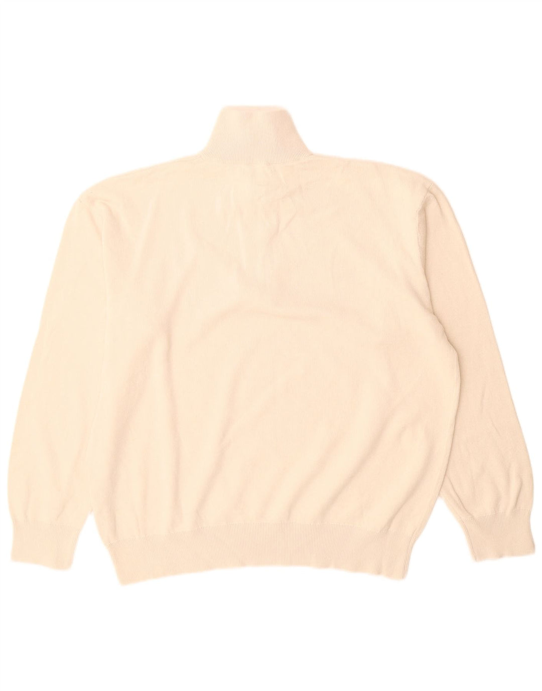 Zara Pull à col zippé pour homme Large en coton blanc cassé