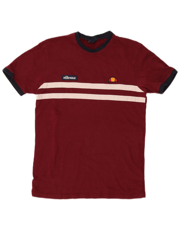 Ellesse T-Shirt Top Petit Coton Rayé Bordeaux Homme
