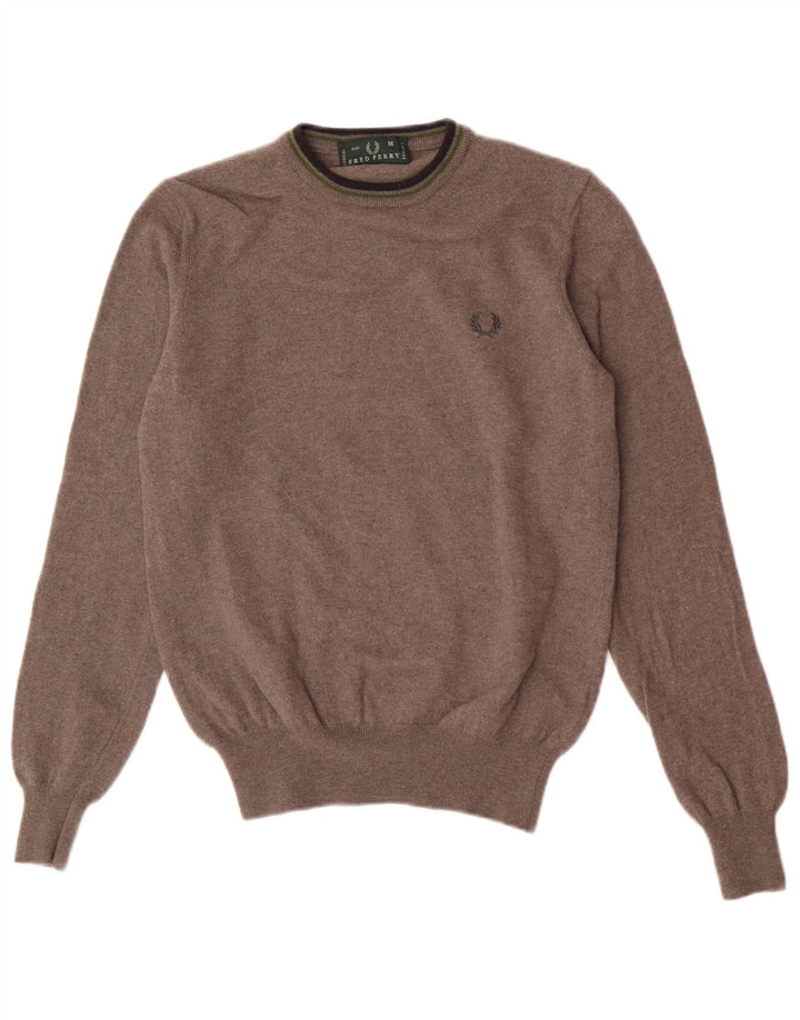 Fred Perry Pull à col rond pour femme UK 12 Laine marron moyen