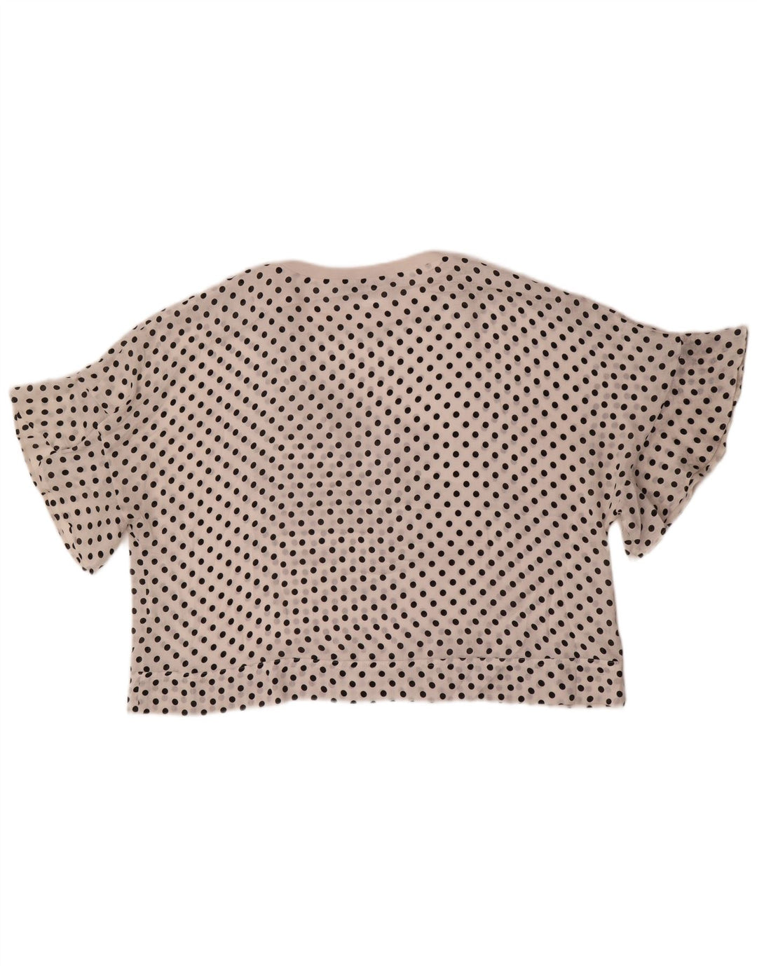 Zara Femme Chemisier Oversize Top UK 6 XS Blanc À Pois Polyester