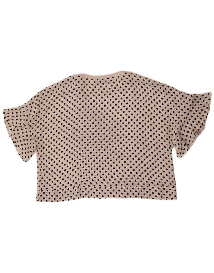 Zara Femme Chemisier Oversize Top UK 6 XS Blanc À Pois Polyester