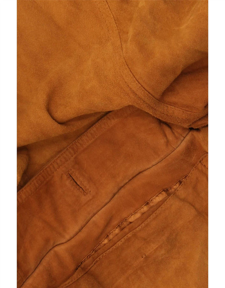 vintage Mens Suede Bomber Jacket IT 56 3XL Cuir Marron