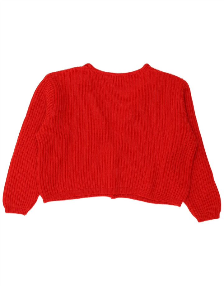 Benetton Femmes Crop Oversize Cardigan Pull IT 48 XL Laine Rouge