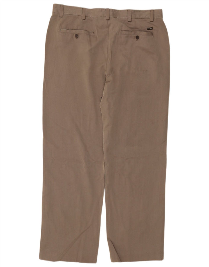 IZOD Pantalon Chino Droit Homme W38 L32 Beige Chevrons Polyester