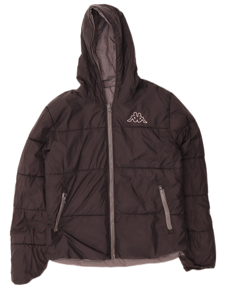 Kappa Veste matelassée réversible à capuche pour femme UK 14 Nylon gris moyen