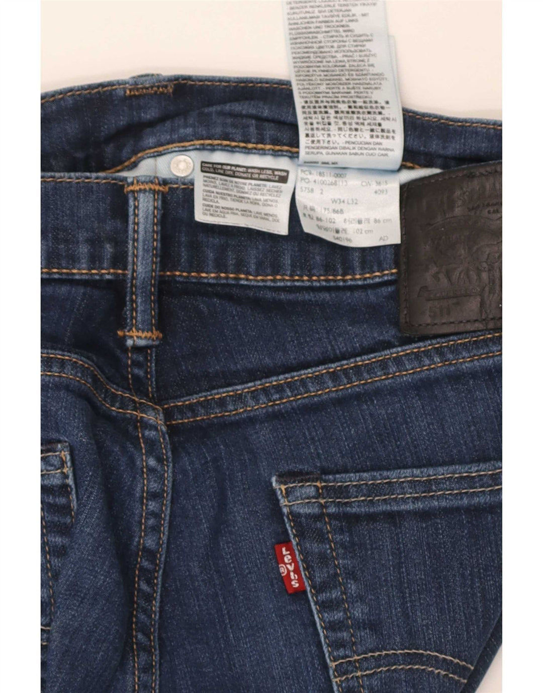 Levi's Jean Slim 511 Homme W34 L32 Bleu Marine Coton