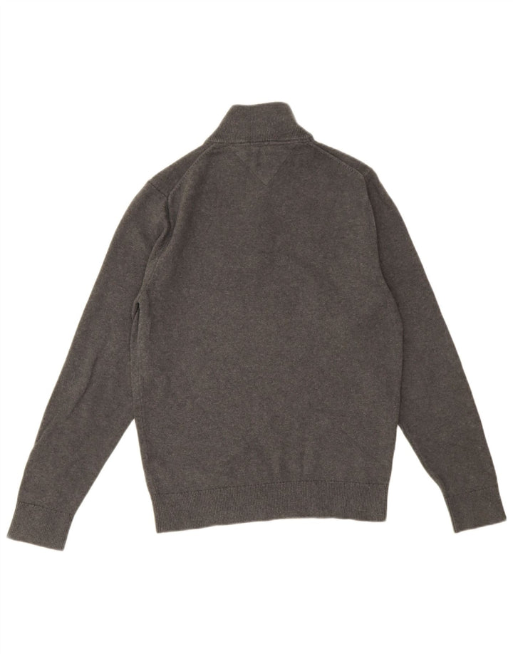 Tommy Hilfiger Pull à col zippé pour homme Petit gris Coton