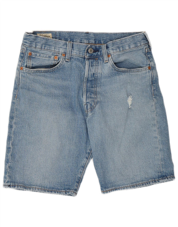 LEVI'S Short en Jean 501 Vieilli Homme W31 Bleu Moyen Coton
