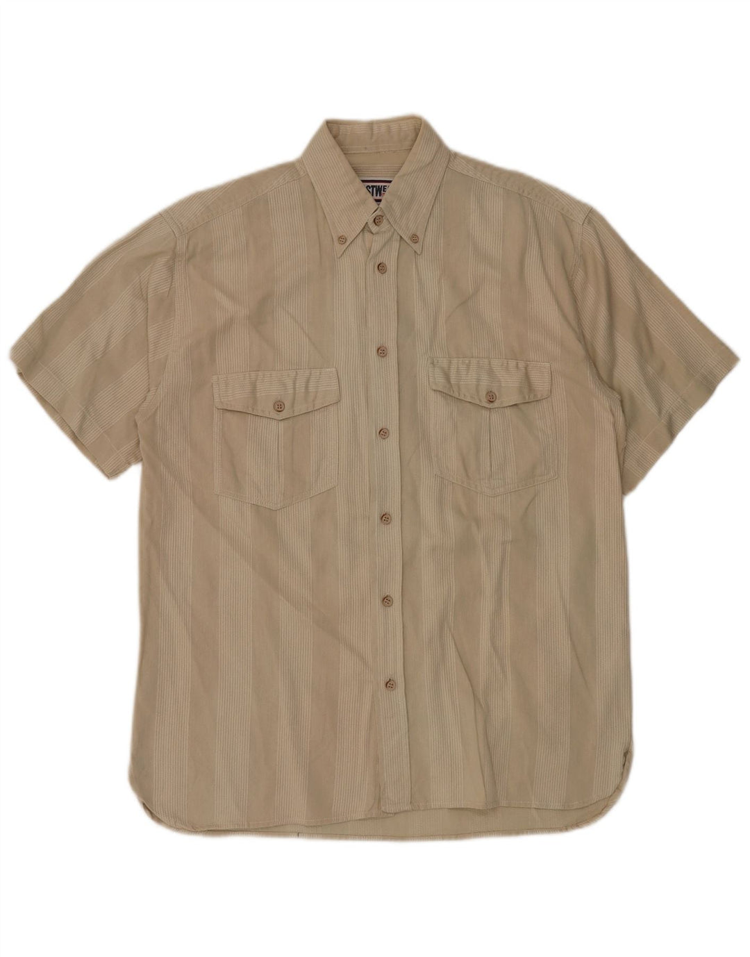 Chemise à manches courtes vintage pour hommes Beige moyen