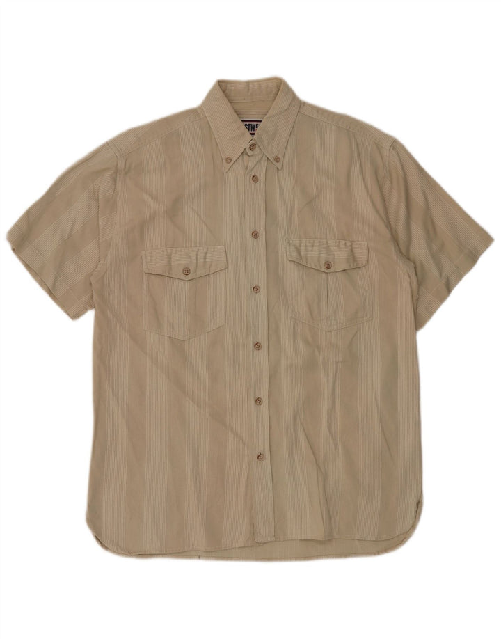 Chemise à manches courtes vintage pour hommes Beige moyen