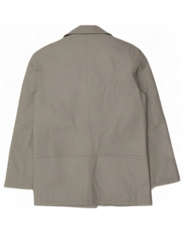 Sinequanone Veste utilitaire en cuir surdimensionnée pour femme UK 10 Petit Gris
