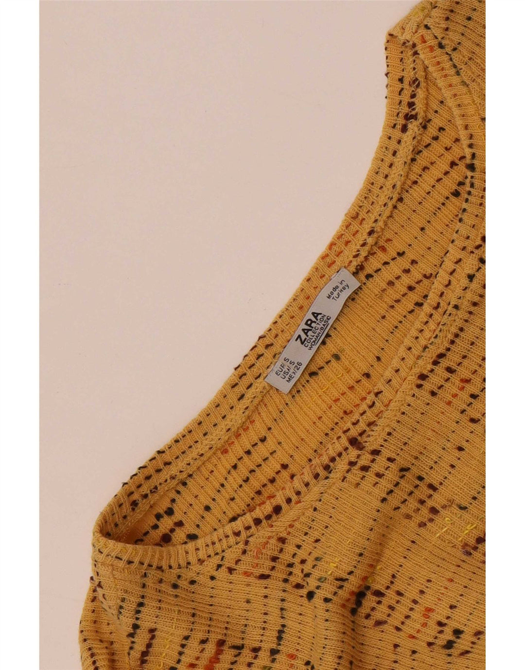 Zara Womens Crop Blouse Top UK 10 Petit Beige Rayé
