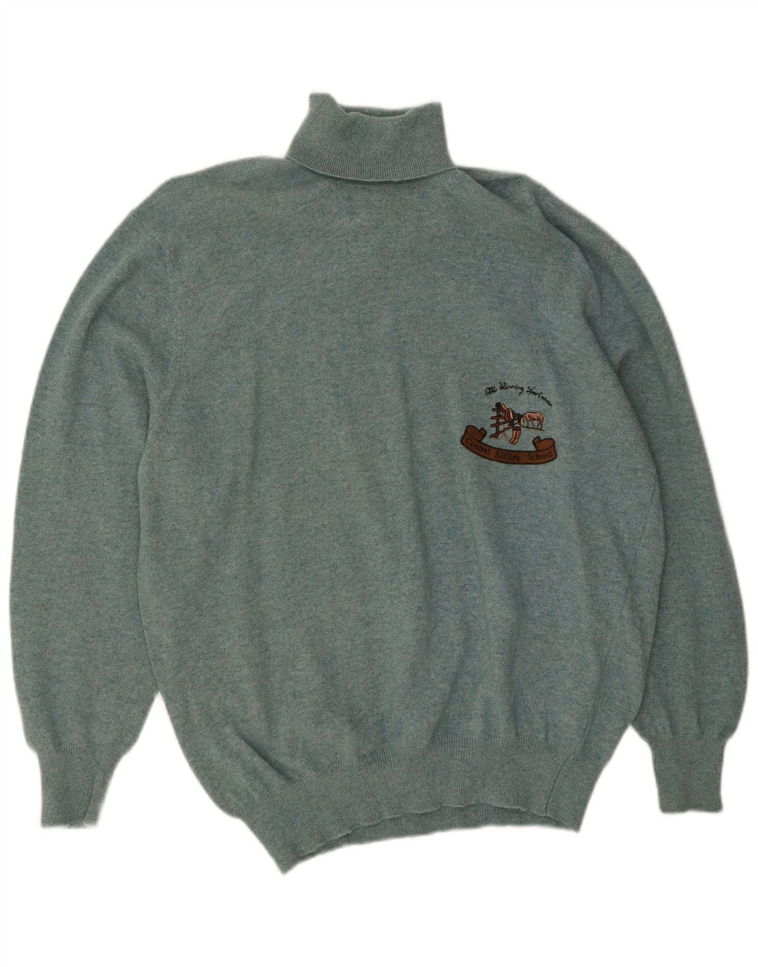 vintage Mens Roll Neck Jumper Pull Grand Vert