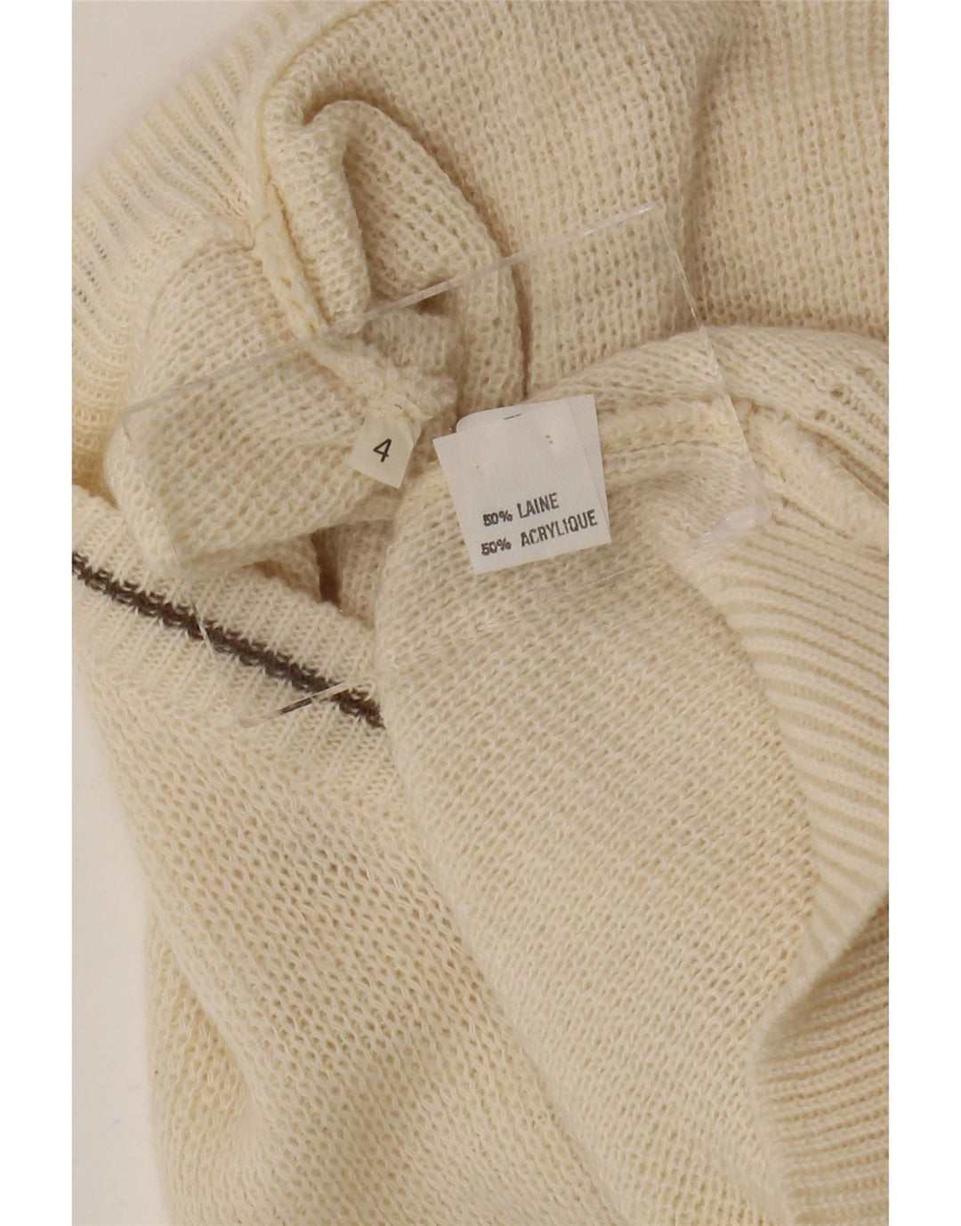 vintage Mens V-Col Jumper Pull Grande Laine Fair Isle Blanche