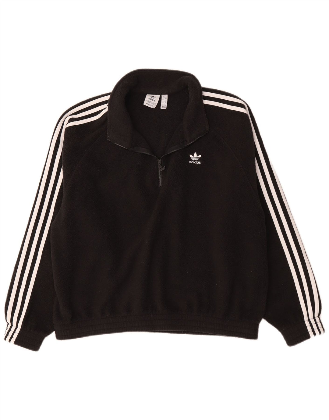 Adidas Pull polaire surdimensionné à col zippé pour femme UK 12 Noir moyen Polyester