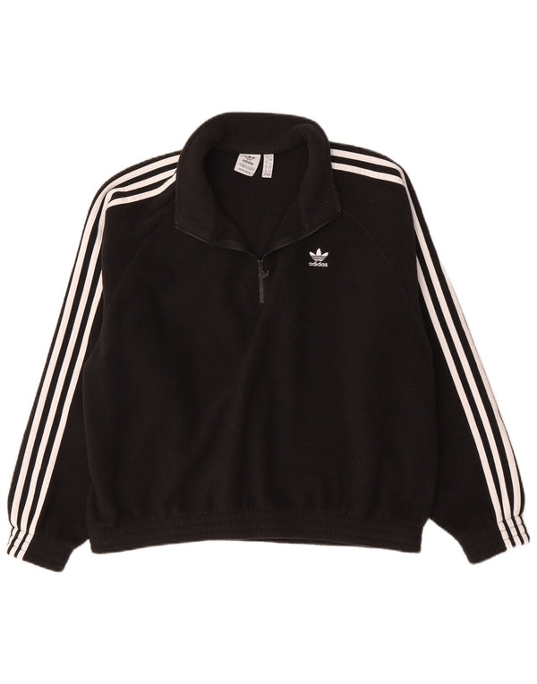Adidas Pull polaire surdimensionné à col zippé pour femme UK 12 Noir moyen Polyester