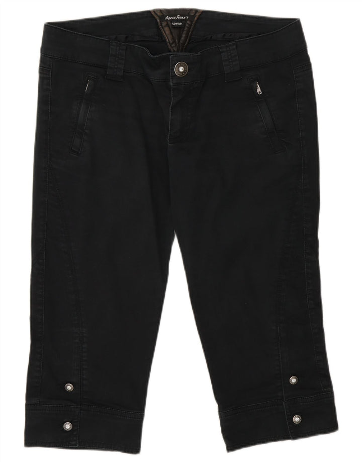 Guess Pantalon Capri Femme W32 Large Noir Coton