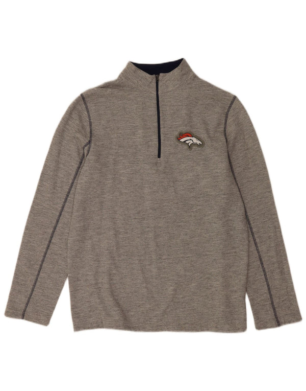 NFL Denver Broncos Sweat-shirt à col zippé pour homme Taille L Gris chiné