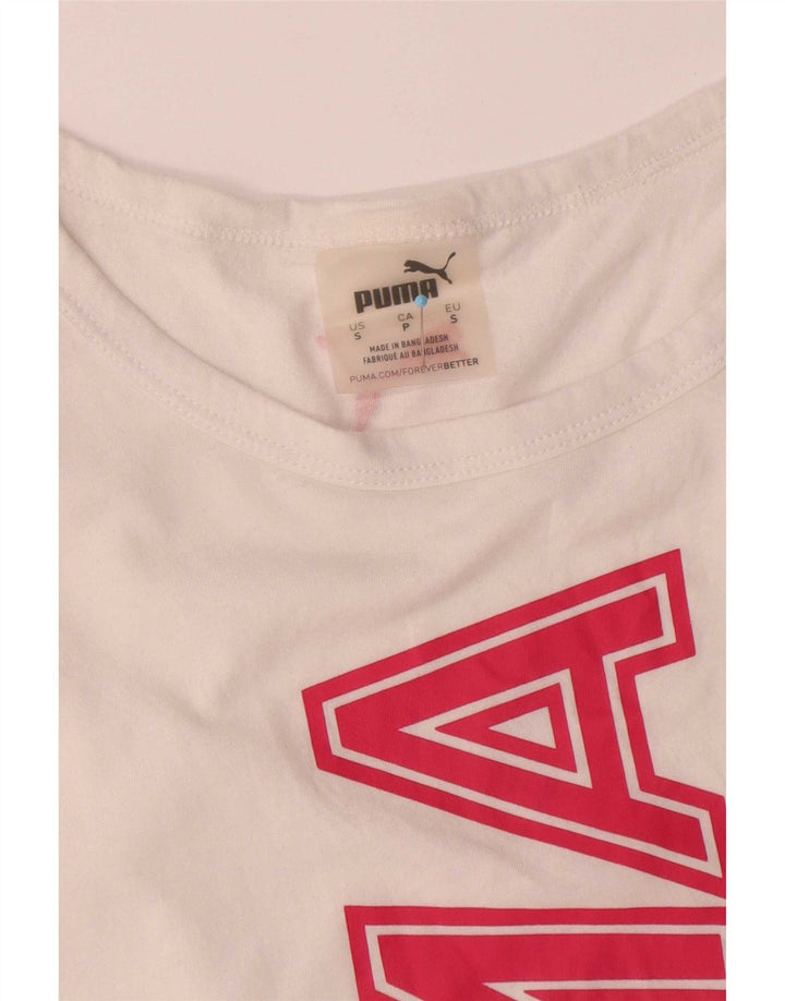 Puma Débardeur graphique surdimensionné pour femme UK 10 Petit coton blanc