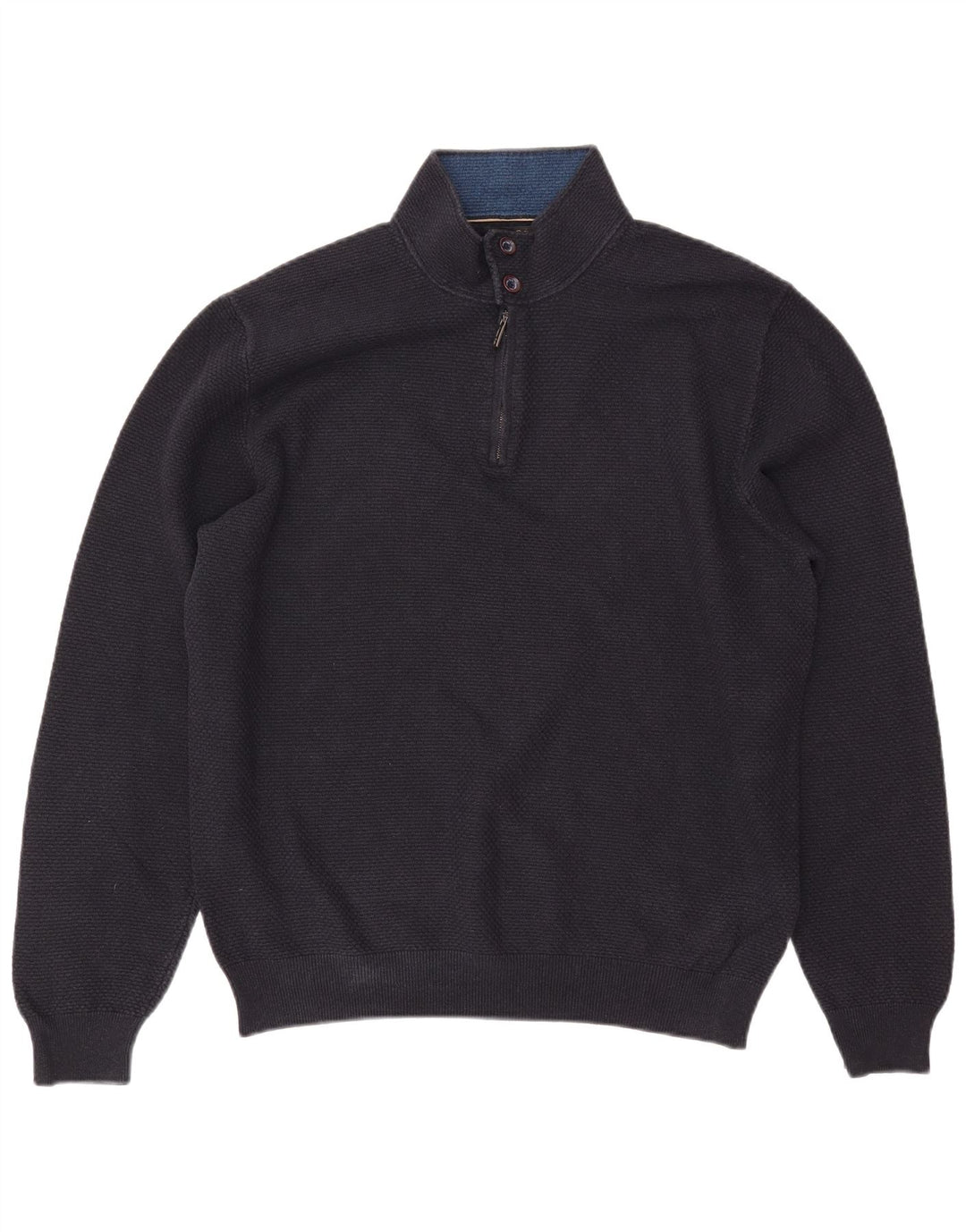 MASSIMO DUTTI Pull col zippé homme 2XL bleu marine coton