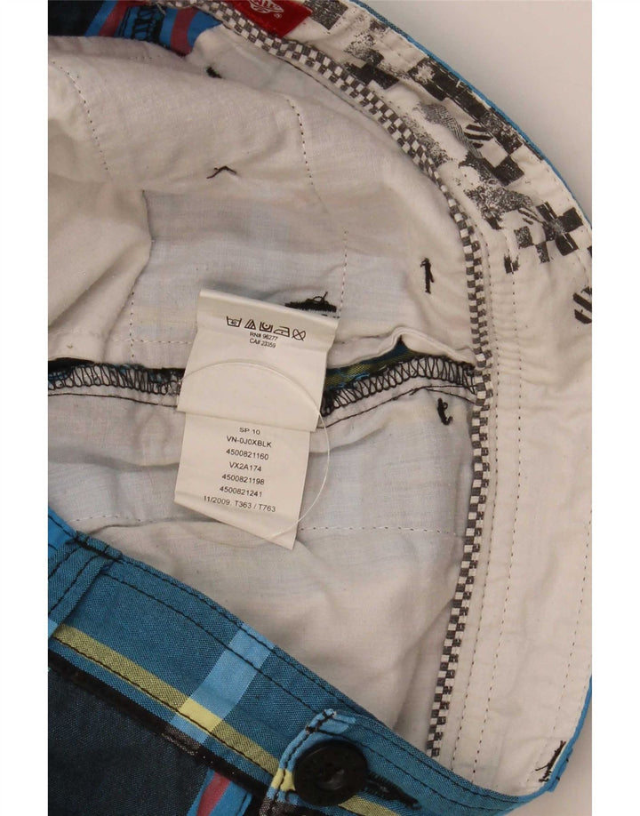 Vans Short cargo homme petit W28 coton à carreaux bleu