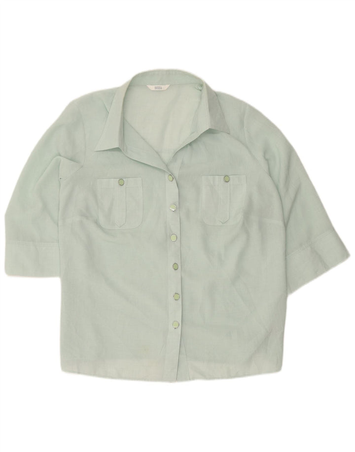 Marks & Spencer Chemise à manches courtes pour femme UK 20 2XL Vert Polyester