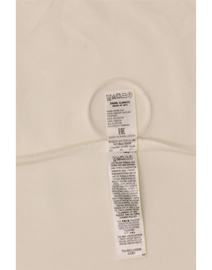 MARKS & SPENCER Veste blazer ouverte à manches 3/4 pour femme UK 12 Blanc moyen