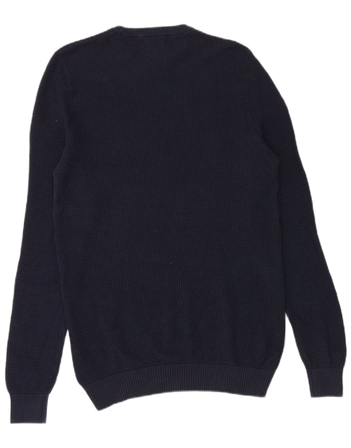 Zara Pull à col rond pour homme en coton bleu marine moyen