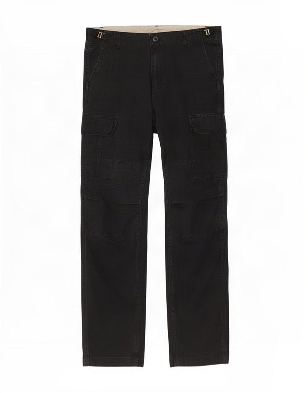 Carhartt Mens Straight Cargo Trousers W34 L34 Navy Blue Check Cotton