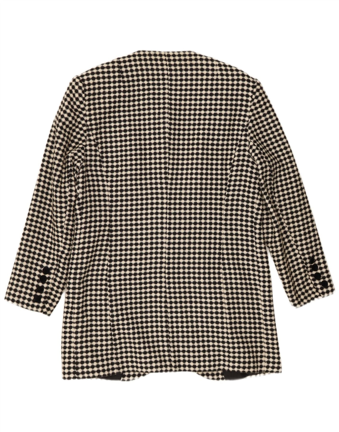 vintage Femmes 4 Bouton Blazer Veste UK 16 Grand Noir Check Polyester