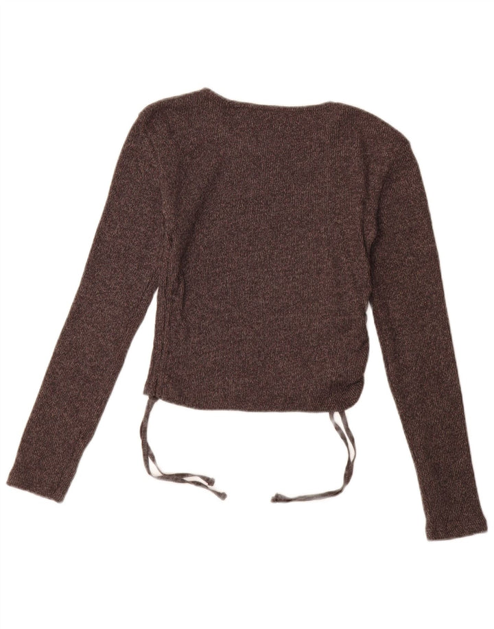 Zara Haut court à manches longues pour femme UK 12 Polyester marron moyen