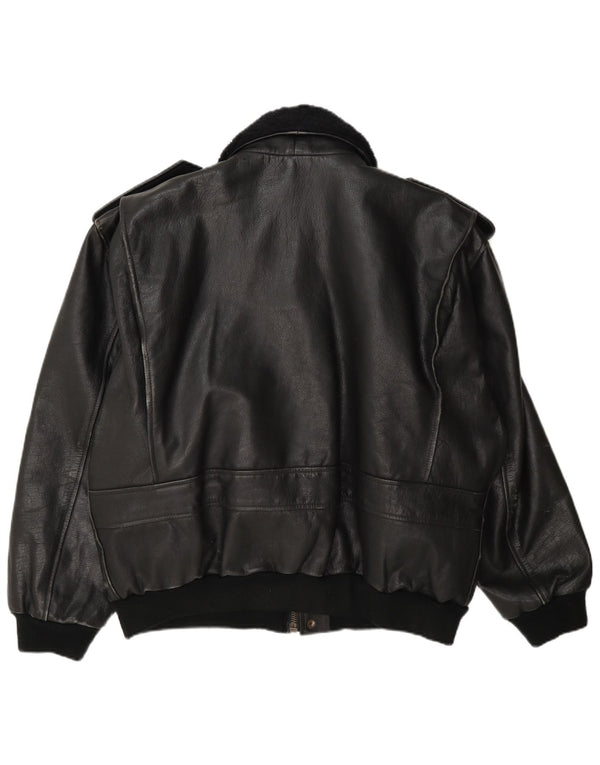 veste en cuir militaire vintage pour hommes UK 42 XL Noir