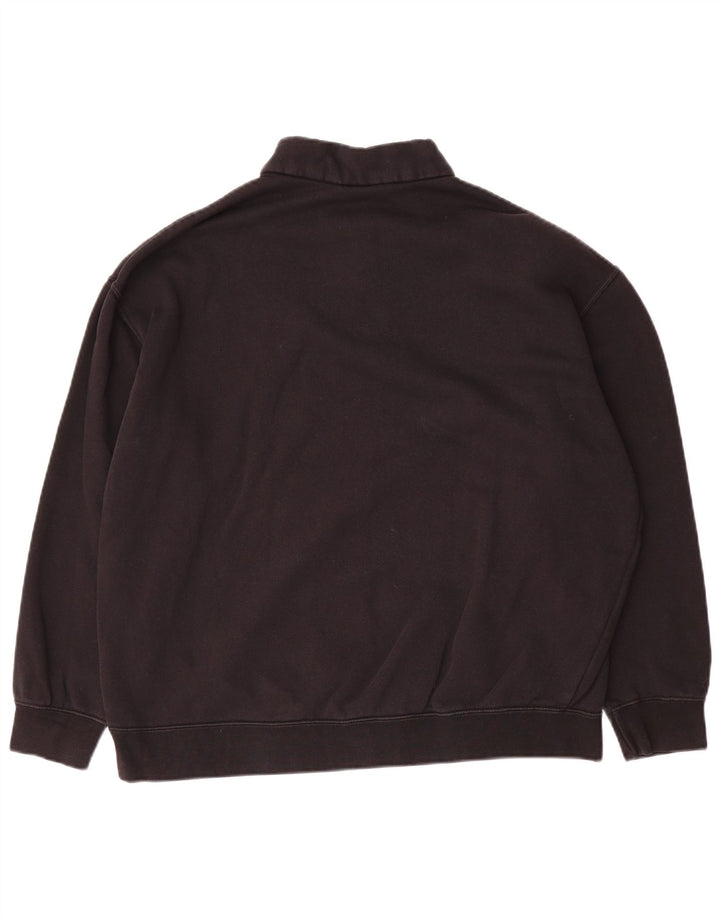 NIKE Sweat-shirt coupe ample à col zippé pour homme, petit coton noir