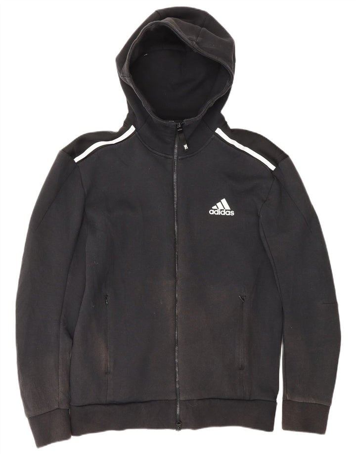 Adidas Pull à capuche zippé pour homme Petit coton rayé noir